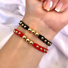 Cargar imagen en el visor de la galería, Pareja Pulsera Tejida Black &amp; Red x2
