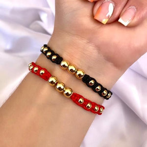 Pareja Pulsera Tejida Black & Red x2