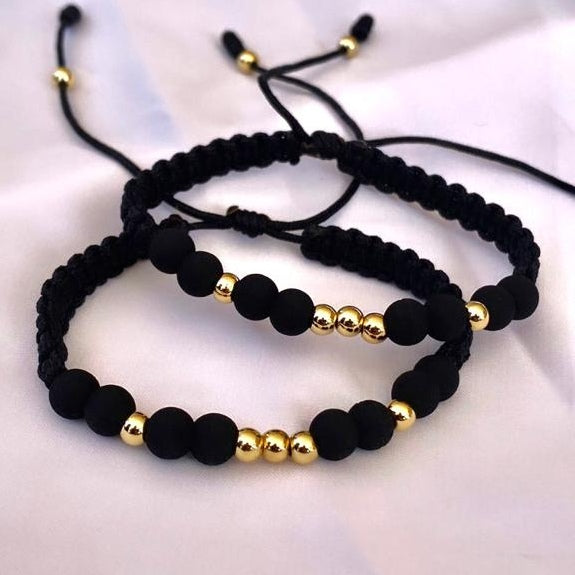 Pareja Pulsera Tejida Black x 2