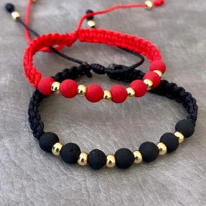 Pulsera Tejida Black & Red x2