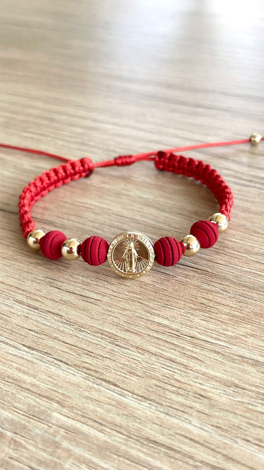 Pulsera Hombre Medalla Milagrosa Oro Láminado