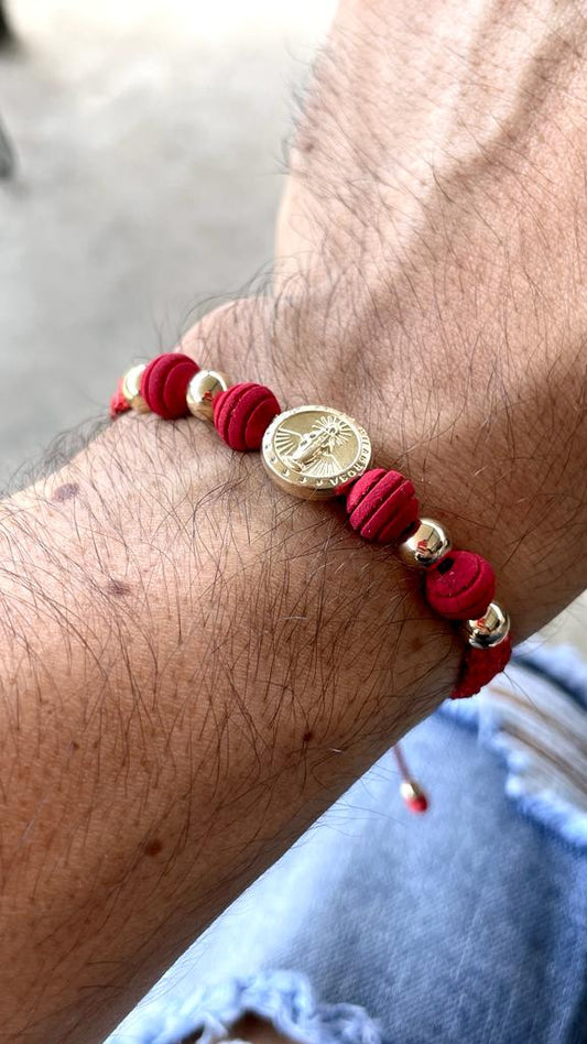 Pulsera Hombre Medalla Milagrosa Oro Láminado