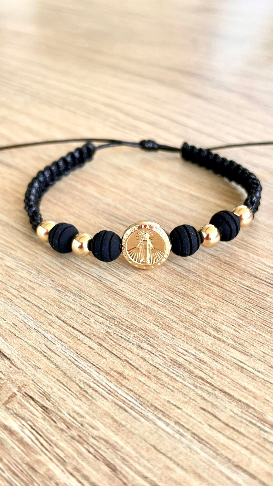 Pulsera Caballero Medalla Milagros Oro Láminado